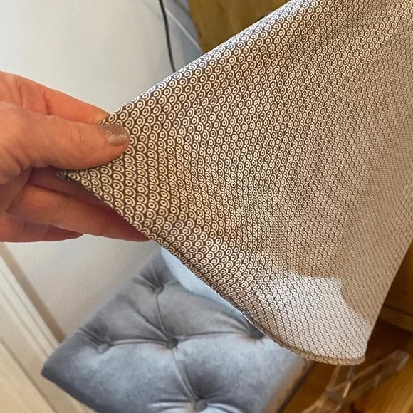 LOFT Gray Geometric Print‎ Babydoll Tunic Top Long Sleeve Keyhole Back Women's - Picture 9 of 11